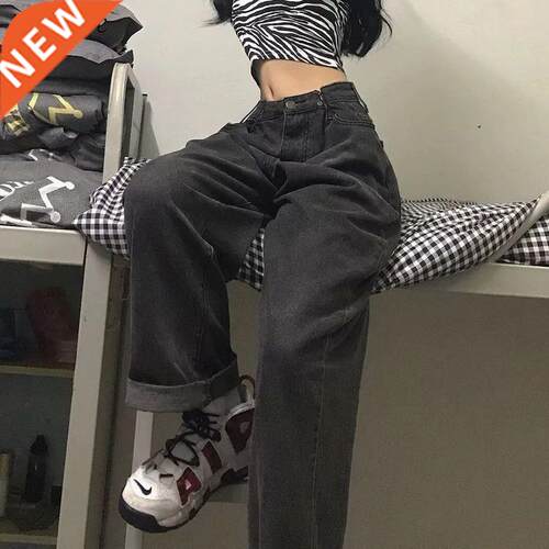 Women Jeans Vintage Adjustable High Waist BF Oversize Wide L
