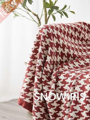 Cotton Sofa Blanket Black and White Plaid Blanket Duvet Nap