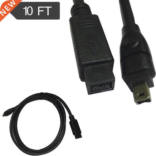 Black IEEE 1394 Firewire 800 to Firewire 400 Cable, 9 Pin/4P