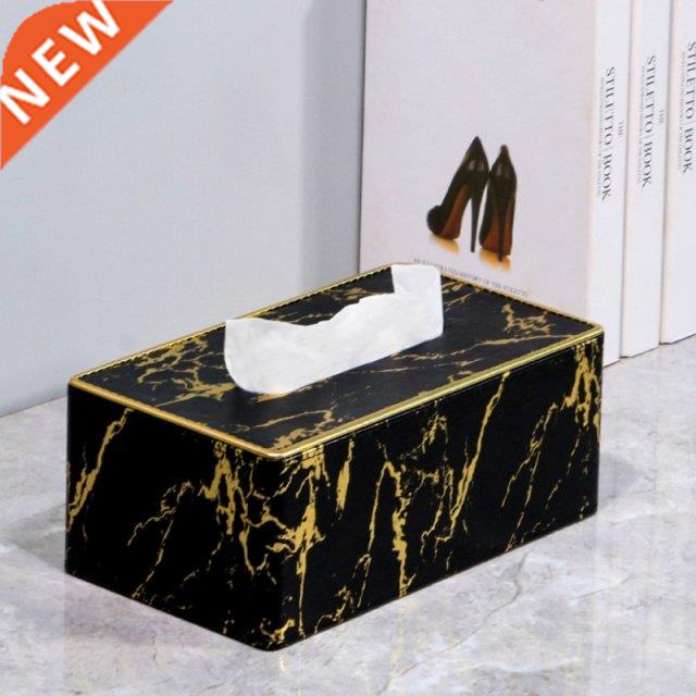 Leather Marble Tissue Box Desktop Paper Towel Holder Napkin
