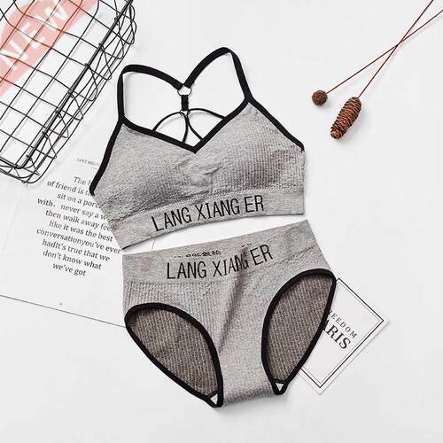 Cotton Sports Training Bra Underwear Solid Color Letters Pri
