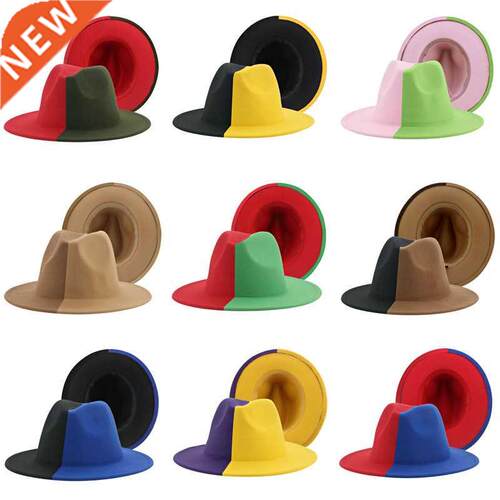 Hat Hats for Women Fedoras Patchwork Felt Caps Men Fedora Wh