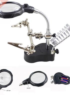 3.5X 12X Helping Hand Clip LED Glass Lens Magnifying Solder