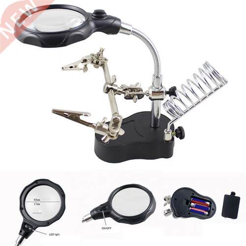 3.5X 12X Helping Hand Clip LED Glass Lens Magnifying Solder