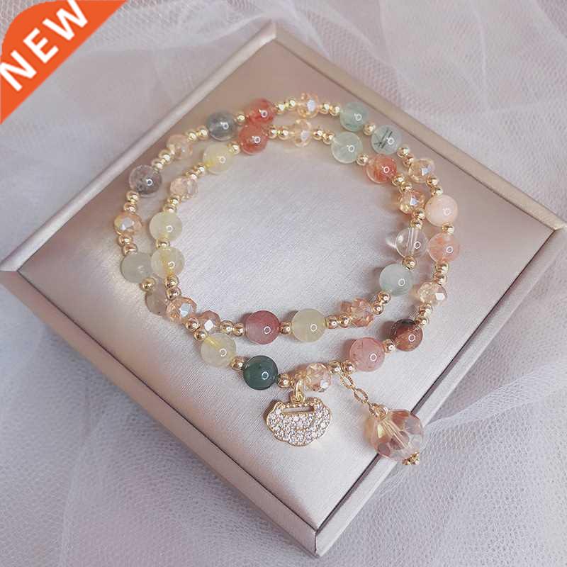 Double Circle Natural Red Agate/Strawberry Quartz/Garnet/Rut