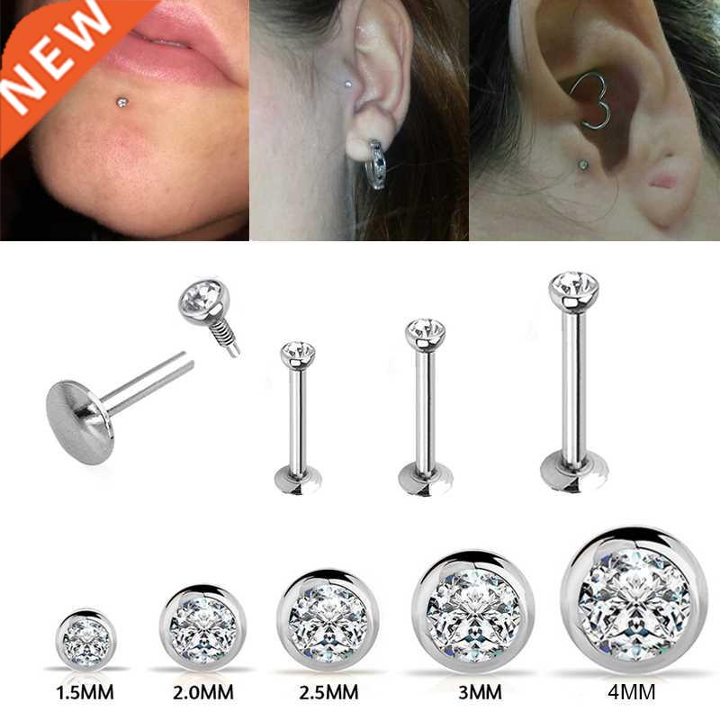 1.2x1.5-4mm  Zircon Labret Lip B Stud Piercing 16 Gauge