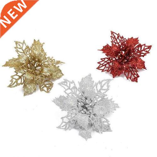 11cm Large Artificial Christmas Flowers Glitter Artificial