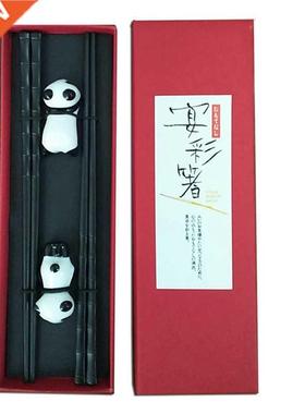 2 Pairs Chopsticks And Chopstick Rest Gift Set- Dishwasher S