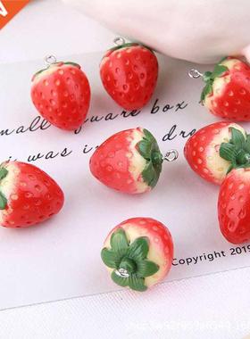 10pcs/pack Big and Small 3D Strawberry Fruit Resin Chms Pe