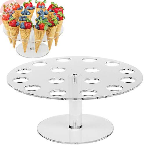 16-Hole Round Acrylic Ice Cream Cone Dessert Holder Display