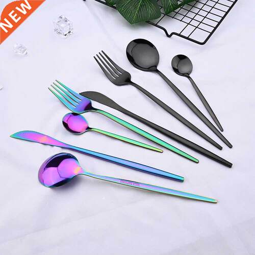24pcs Black Western Dinnerwe Set Stainless Steel Cutlery S