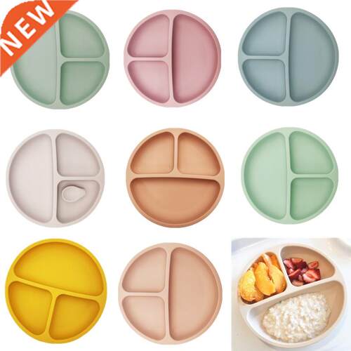Baby Safe Silicone Dinner Plate Solid Cute Cartoon Kids Cutl