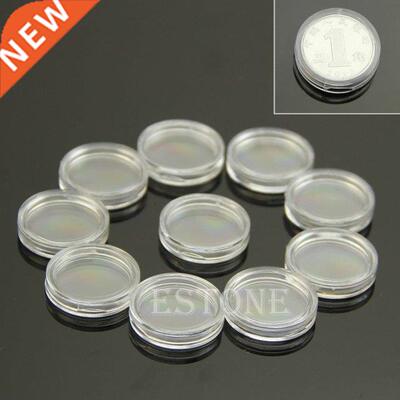 10Pcs 18mm Applied Clear Round Cases Coin Storage Capsules H