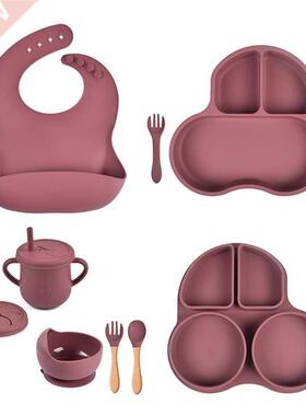 4/6/8 PCS Baby 2 in 1 Soft Silicone Dishes Car Shape Sucker