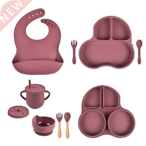 4/6/8 PCS Baby 2 in 1 Soft Silicone Dishes Car Shape Sucker