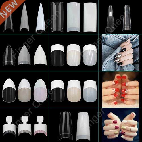 100pcs White Clear French False Acrylic Nail Tips Full/Half
