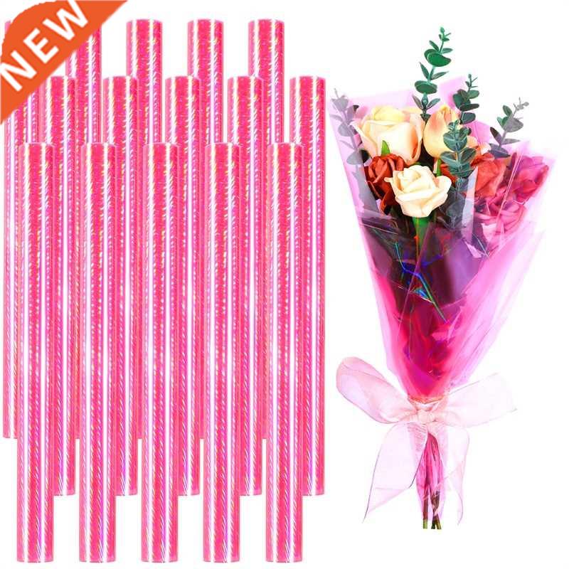 15pcs Pnk Cellophane Wrap Paper Flowers Paper Packagng