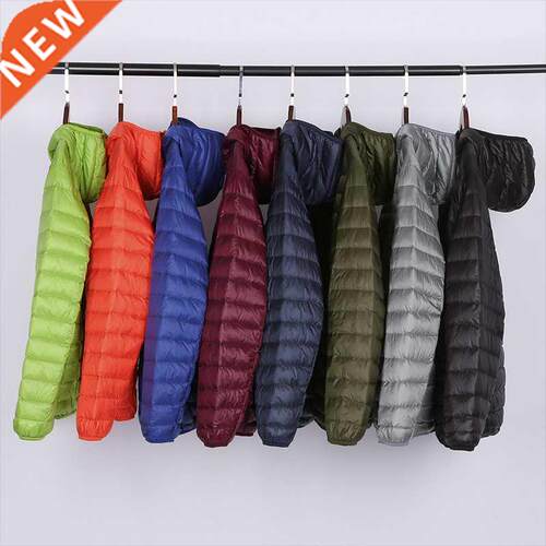 Men Winter Duck Down Coat Ultra Light Hooded Fluffy Down Jac