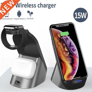 3 in 1 Wireless Charger Stand 15W Fast Charge for iPhone 11