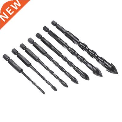 7pcs Blakc Carbide 3-12mm Drill Bits Ceramic Brick Wall Glas