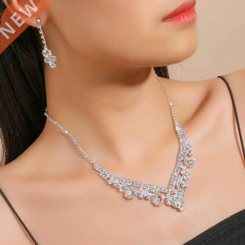 Dress necklace earring Set full diamond jewelry accessories