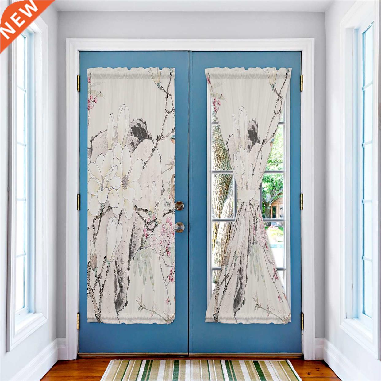 Chinese Style Flower Brid Modern Curtains for Living Room