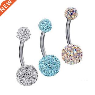 Mix Color Belly Button Rings Navel Piercing Bar Double Cryst