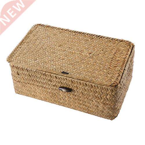 1PC Wicker Box with Lid Basket with Lid Storage Basket