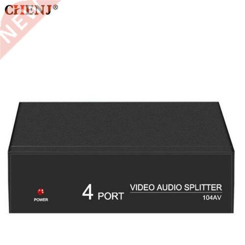 4 Port 1x4 Box AV Video Audio Splitter RCA Splitter RCA with