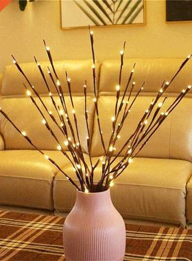 20 Bulbs LED Willow Branch Lights Lamp Natural Tall Vase Fil