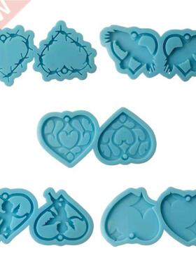 Epoxy Resin Mold Heart Earrings Pendant Silicone Mould  C