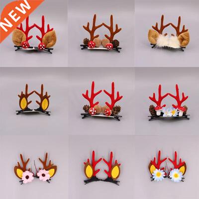 New Cute Antler Hair Clips Christmas New Year Red Antler Hea