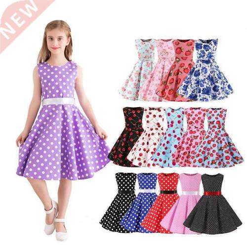 Children Summer Dresses Sleeveless Polka Dot Flower Performa