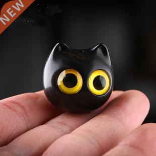 kawaii Wooden Cat Miniature Figurines Red Sandalwood Carving