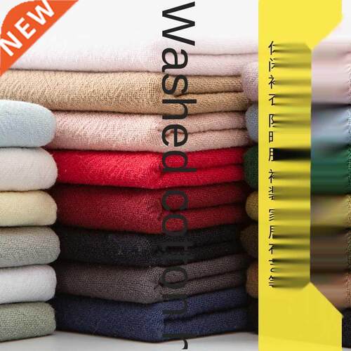 Washed Cotton Linen Fabric Solid Color Ethnic Plain