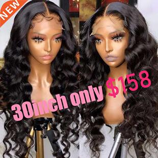 30inch Loose Deep Wave HD Transparent 13x6 Lace Front Wig Hu