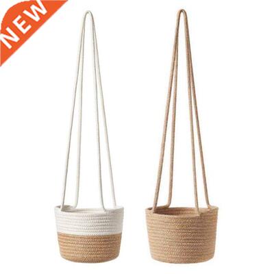 Hand-braided plant pot, jute cotton cord plant basket, indoo
