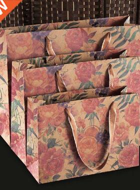 Vintage Rose Kraft Paper Bag Clothing Store Hanfu Clothes
