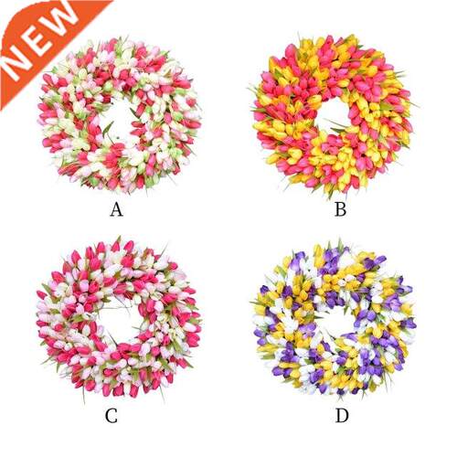 Tulips Wreath Farmhouse Artificial Flower Garland Front Door
