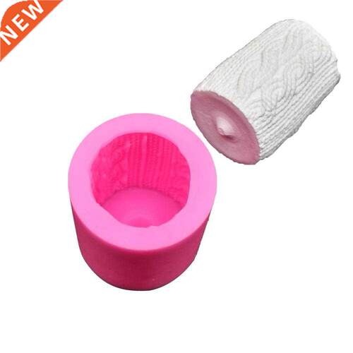 DIY Candles Mould Knitting Wool Cylinder 3D Candles Silicone