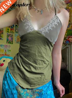 Rapcopter Lace Floral y2k Crop Top Cute Vintage Strap Corset
