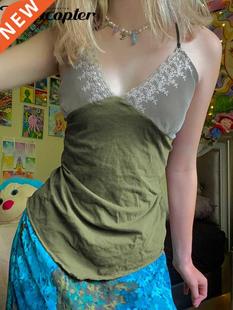 Rapcopter Lace Floral y2k Crop Top Cute Vintage Strap Corset