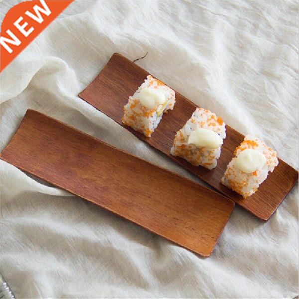 1 Pc Wooden Dumplings Sushi Serving Tray Oblong Plate Salad