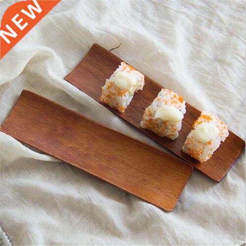 1 Pc Wooden Dumplings Sushi Serving Tray Oblong Plate Salad