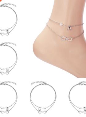 Summer New A-Z Letter Initial Anklets For Women Silver Color