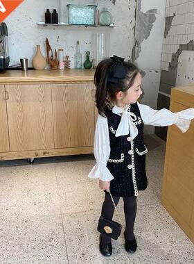 2022 Spring New Arrival Girls Fashion Tweed Dress Kids Long