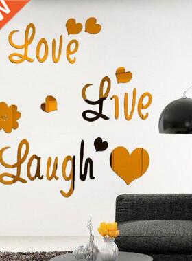 1 Set Gold Silver D Heart Letter Mirror Wall Sticker Wall