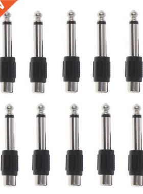 10 Pcs Durable RCA Female Jack To 6.5mm 1/4