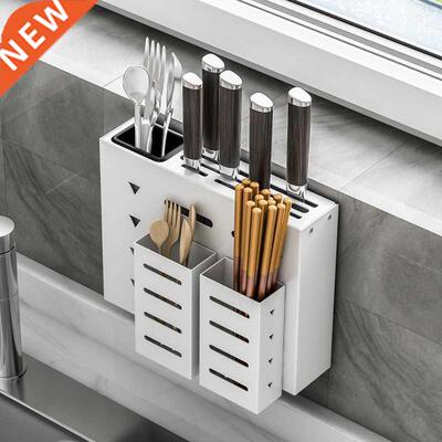 White Aluminum Alloy Wall Mounted Stand Knife Holder