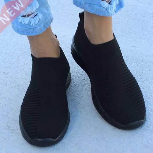 Women Flat Slip on White Shoes Woman Lightweight White Sneak
